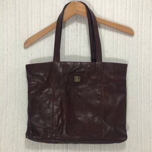 Vintage Burgundy Leather Tote Bag Gold Logo Shoulder Bag Maroon Wine